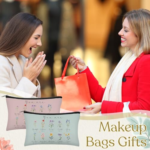 Jetec 30 Pcs Christian Gift for Women Bulk Religious Cosmetic Bags Christmas Inspirational Bible Verse Pencil Pouch Makeup Bags with Zipper for Travel Women Mother Church Favors(You Are,Morandi Style)