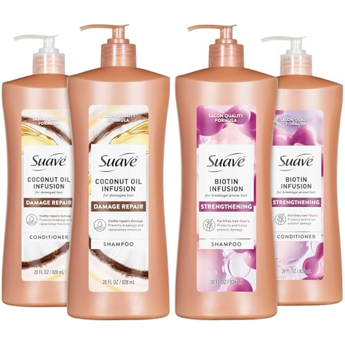 Suave Coconut Oil & Biotin Shampoo and Conditioner Set - 28 Oz