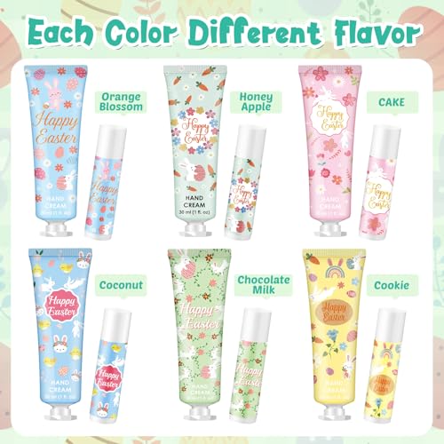 Loopeer 36 Sets Easter Gifts Bulk Easter Basket Stuffers Party Favors for Adults with Hand Cream and Lip Balm Travel Size Lotion Sets for Coworkers Employees Women Spring Goodie Bag Fillers