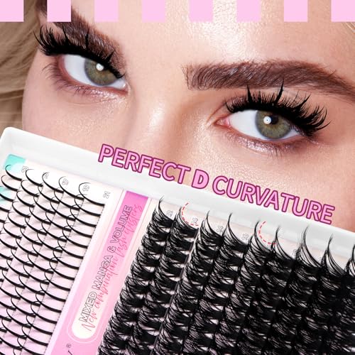 Lash Clusters with Spikes 100D Long 12-21mm Cluster Eyelash Extensions DIY Wispy Natural Lash Clusters Spiky Individual Lashes Eyelashes Mink by GEMERRY