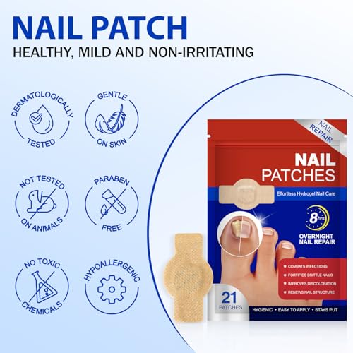 Overnight Hydrogel Nail Repair Patches for Brittle & Cracked Nails (21 Pcs)