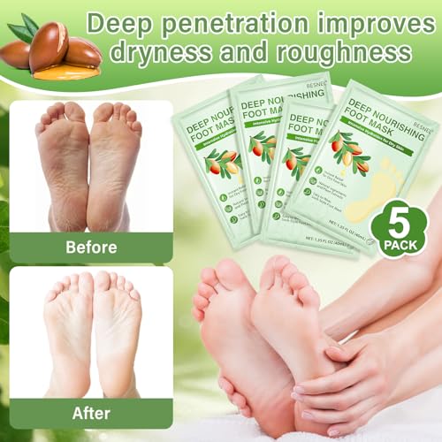 BESNEL 8-Pack Foot Peeling & Moisturizing Mask Set for Dry Cracked Feet