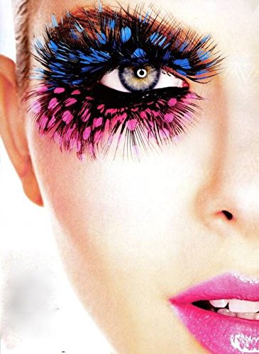 Magenta Dot Feather Eyelashes – Tropical Pattern False Lashes