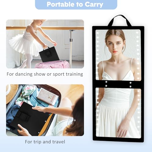 Fabuday Lighted Hanging Mirror - Rechargeable LED Folding Dance Mirror