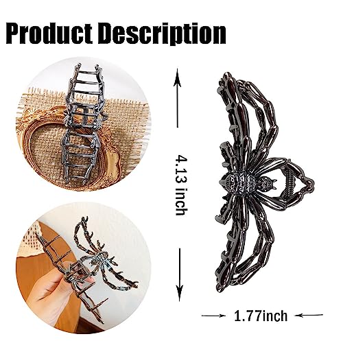 Halloween Hair Claw Clips Metal Sliver Spider Hair Clips for Thick or Thin Hair Punk Spider Hair Clamp Clips with Pearl Design Strong Hold Jaw Clips for Women Halloween Hair Accessories 1 Pack