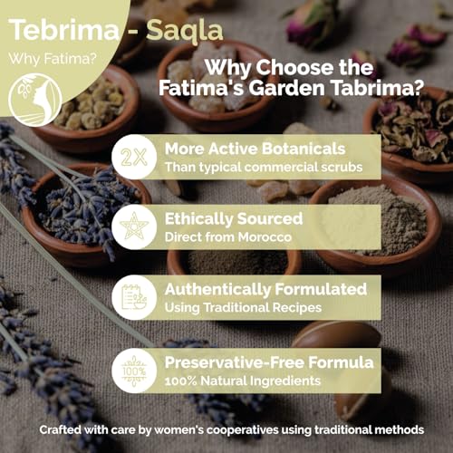 Fatima's Garden Moroccan Hammam Exfoliant - Tebrima/Soqla with Aker Fassi for Smooth, Radiant Skin - 500g