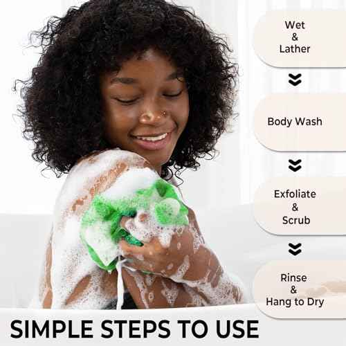 African Net Sponge Authentic - Afro Scrub Exfoliating Net Sponges with Knots - Real African Bath Sponge Washcloth for Shower - Body Exfoliator Scrubber