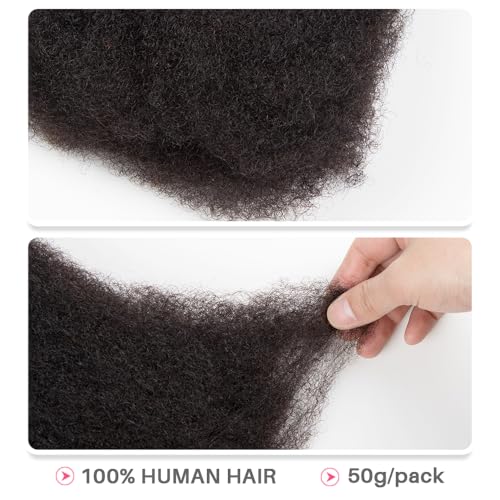 QVR Afro Kinky Human Hair Bulk 50g 12" Dreadlocks Extensions