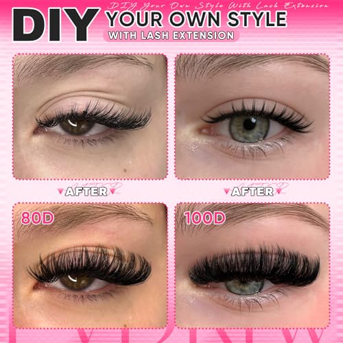 Fluffy Lash Clusters Kit 80D+100D D Curl Extensions 10-18mm