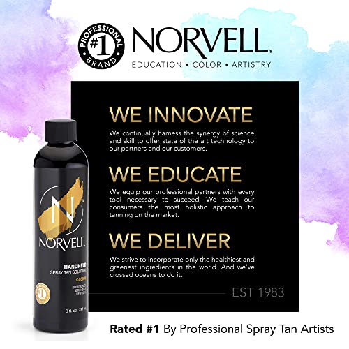 Norvell Spray Tan Solution Cosmo 8 fl oz ? Professional Sunless Tanning Formula With a Blend of Warm Brown & Cool Violet Brown Undertones, Long Lasting Handheld Self Tanning Spray