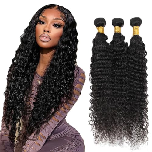 Deep Wave Human Hair Bundles 18-22 Inch #1B