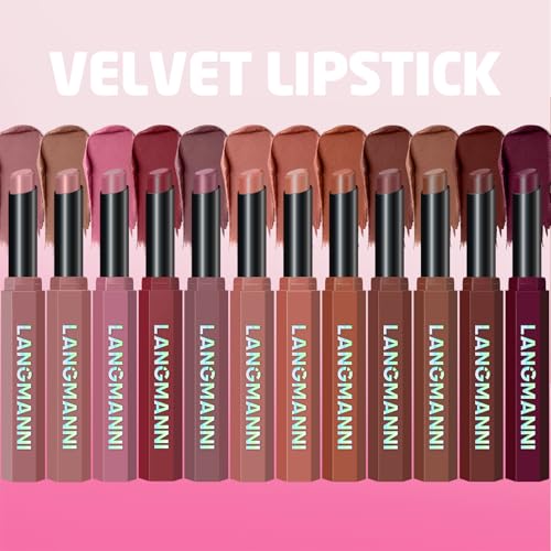 Jolilab 12-Color Velvet Matte Lipstick Set – Nude & Rich Shades