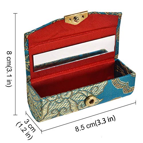 Lipstick Case with Mirror - 12 Pack Floral Brocade Holders