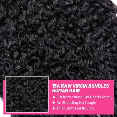 PerisModa Burmese Curly Bundles Human Hair 16 18 20 Inch 3C4A Raw Water Wave Quick Weave Hair 3 Bundles with Spiral Curly Ends 100% Unprocessed 15A Virgin Kinky Curly Human Hair Bundles Natural Black