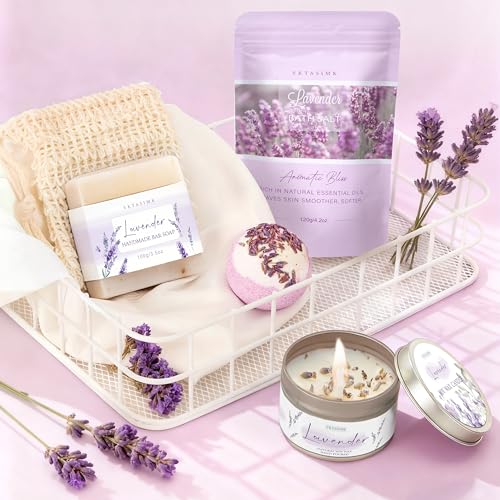 Lavender Spa Gift Basket for Women - Bath & Body Self Care Set