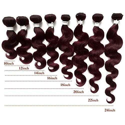 REMY HAIR Red Bundles Human Hair 99j Bundles Body Wave 20 Inch 1 Bundle Unprocessed Brazilian Virgin Hair Human Hair Bundles for Black Women