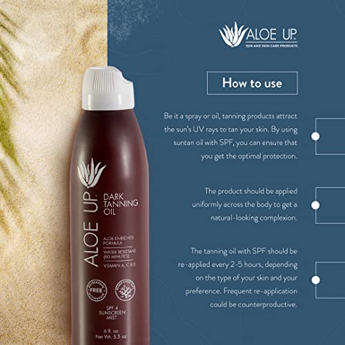 Aloe Up Tanning Oil Spray SPF 4, 6 oz - Aloe Vera Sun Protection