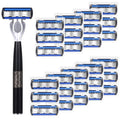 Leriton 28-Piece Refillable Men's Razor Set with 6-Blade Safety Razor & Cartridges