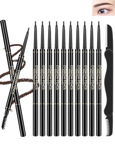 12-Piece Waterproof Eyebrow Pencil Set with Brush
