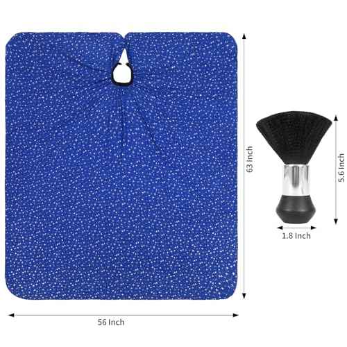 Professional Hair Cutting Cape with Neck Duster Brush, Large Size Salon Barber Cape for Men, Women and Kids(Blue with Stars)