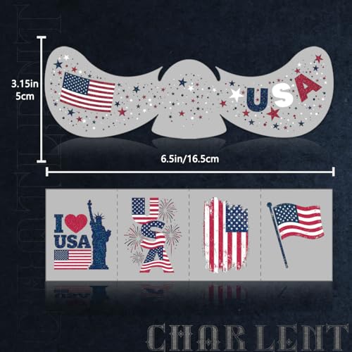 4th of July Glitter Freckles Face Tattoos - 36 Pc Patriotic Set