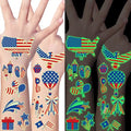106 Glow in the Dark 4th of July Tattoos, Patriotic Temporary Tattoo Stickers