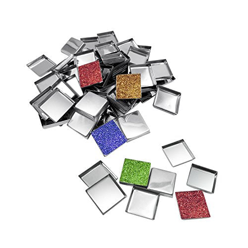 Allwon 112 Pack Empty Square Metal Pans for Eyeshadow Palette Magnetic Makeup Palette (26mm)
