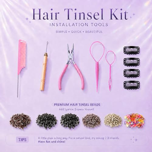 Hair Tinsel Kit - 20 Colors Heat-Resistant Extensions for Parties
