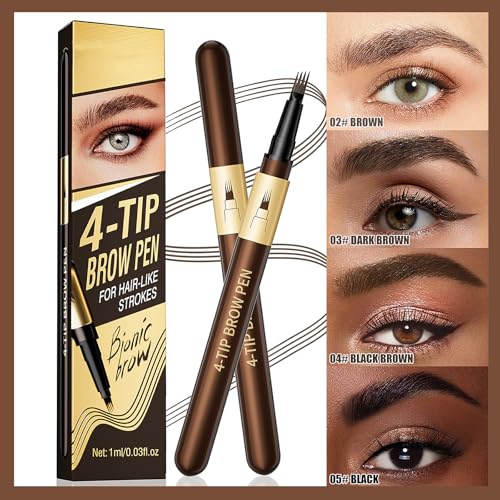4-Tip Microblading Eyebrow Pencil Waterproof Brown