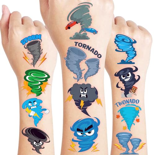 96 PCS Tornado Temporary Tattoos for Kids | Weather Party Favors