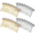 Geosar 4pc Alloy Rhinestone Hair Combs Wedding Bridal Silver Gold