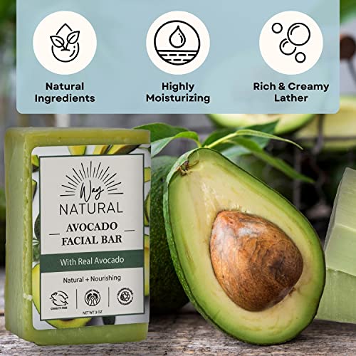 Way Natural Real Avocado Facial Bar - Unscented Goat Milk Soap Bar - Face/Hands/Body Bar Soap - Nourishing, Gently Exfoliating Face Soap Bar - Organic Goat Soap, 1 Bar (3oz)