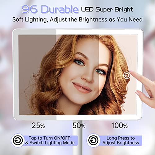 FUNTOUCH Rechargeable LED Makeup Vanity Mirror with Phone Holder