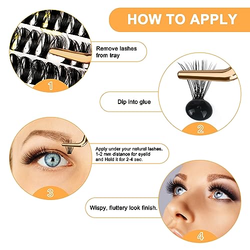 Lash Clusters 30D-D-17 LASH Individual Lashes 280 Clusters False Eyelash 10D 20D 30D 40D Lash Clusters Extensions Individual Lashes Cluster DIY Eyelash Extensions at Home (30D-D,17MM)