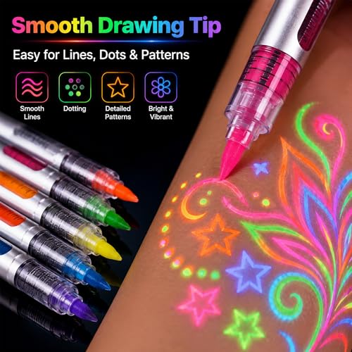 10 Color UV Neon Body Markers - Face & Body Paint for Festivals & Halloween - Variation 01