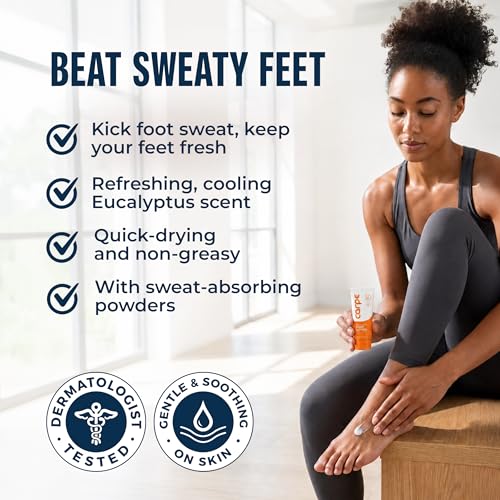 Carpe Sweat Absorbing Foot Lotion with Applicator - Eucalyptus, 1 Tube