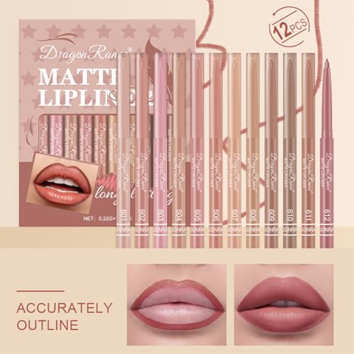 12-Color Matte Lip Liner Set - Waterproof & Long Lasting