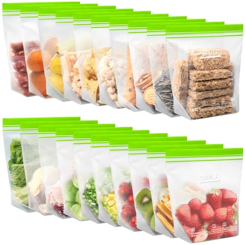 Reusable Half Gallon Freezer Storage Bags 20 Pack - Dishwasher & Microwave Safe