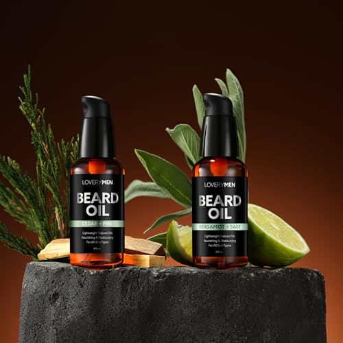 Deluxe Beard Oil for Men - Sandalwood, Tobacco Vanilla, Bergamot Sage, Cedar Pine, Unscented Fragrances, Natural Mens Beard Oil Kit With Argan & Jojoba Oil, Beard Softener Grooming Mens Beard Care