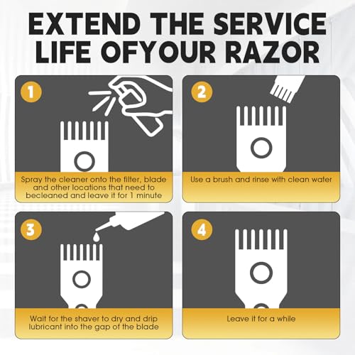 JAOJAO Shaver Cleaning Solution, Electric Shaver Oil Lubricant Electric Razor Cleaning Solution with Brush Deep Cleans and Lubricates Extends Razor Life Universally Compatible for Clipper Blades