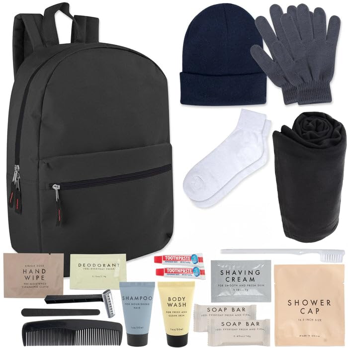 Homeless Care Package Supplies Bulk Winter Kit with Blankets Socks & Hygiene Items