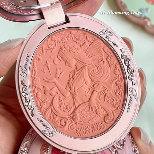 Flower Knows Midsummer Fairy Embossed Blush Apricot Matte Powder for Cheeks