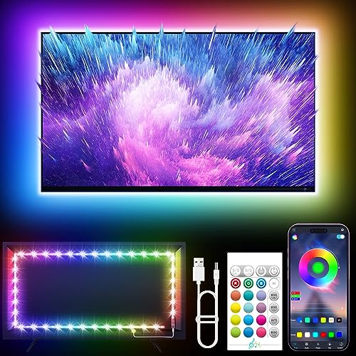 KANTUTOE LED Lights for TV, 16.4ft TV LED Lights for 45-75 Inch, RGB TV Lights Backlight Behind, Music Sync Bluetooth APP and Remote Control TV LED Strip Lights USB Powered for Bedroom/Gaming