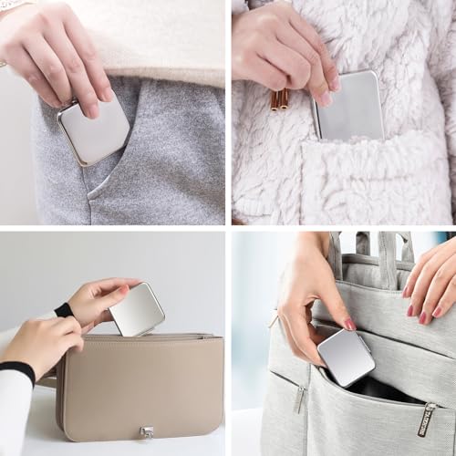 Compact 2-Sided Folding Travel Makeup Mirror with Magnetic Closure