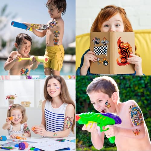 52 Pcs Kids Temporary Tattoos - Full Arm Waterproof Stickers
