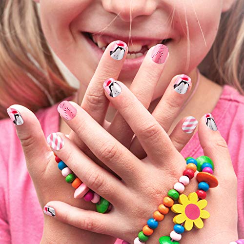 240 Pieces 12 Sets Press on Nails for Kids Girls Fake Nails Artificial False Fingernail Pre-glue Full Cover Cartoon Gradient Short Nail Tip for Girls Kids Nail Decoration (Animal Pattern)