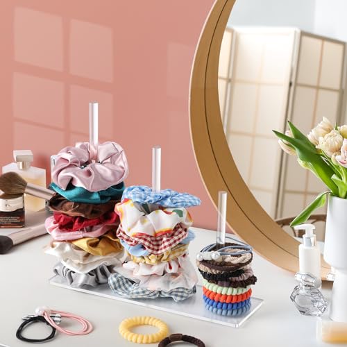 Suneerplay Acrylic 3-Tier Scrunchie Holder Stand - Hair Tie Organizer