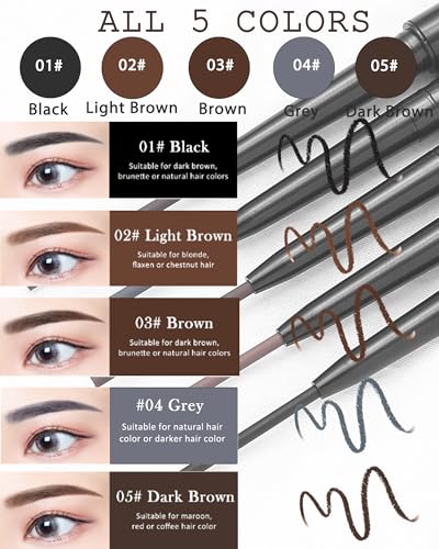 12-Piece Waterproof Eyebrow Pencil Set, Light Brown