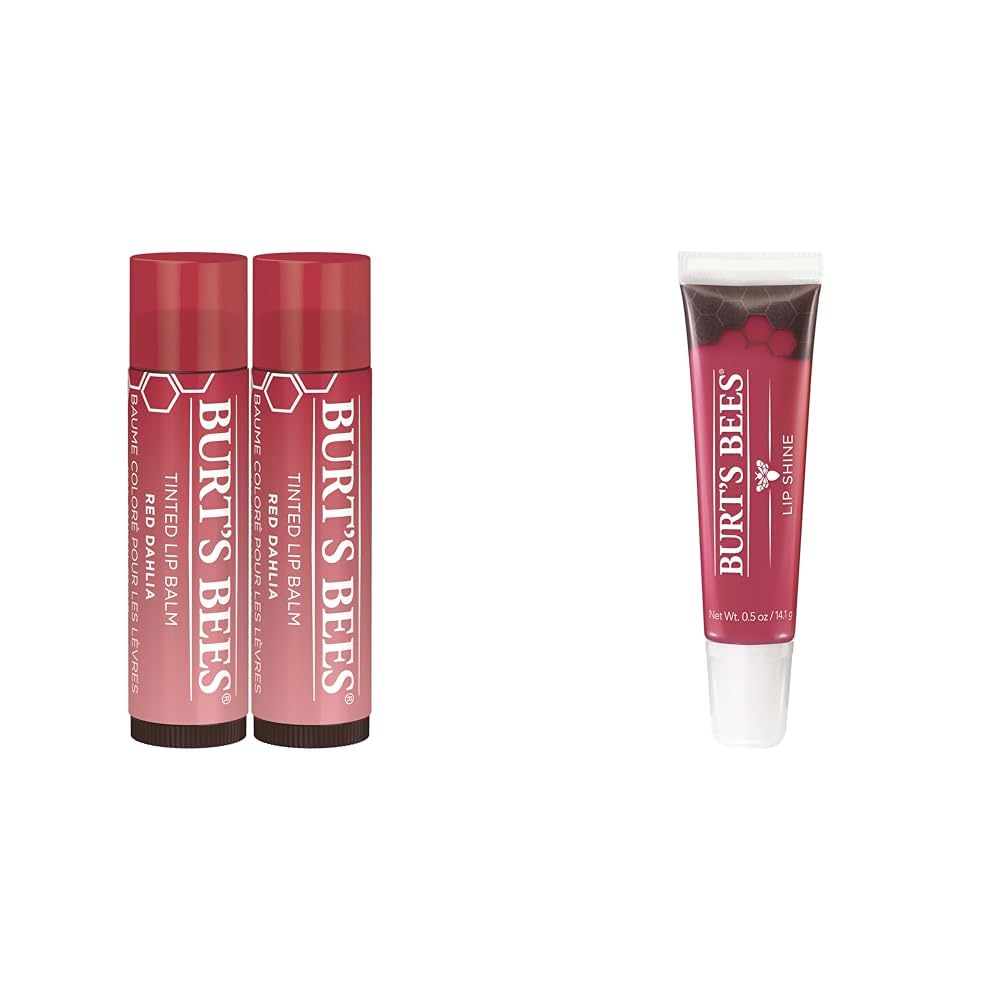 Burt's Bees Lip Tint Balm with Long Lasting 2 in 1 Duo Tinted Balm Formula & Lip Gloss, Lip Shine for Women, 100% Natural Makeup, Pucker