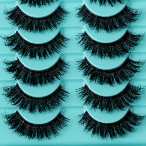 APCYUST Wispy Mink Lashes 10-15mm Short Cat Eye False Eyelashes Natural Look